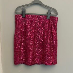 Art Class Fuchsia Sequin Mini Skirt